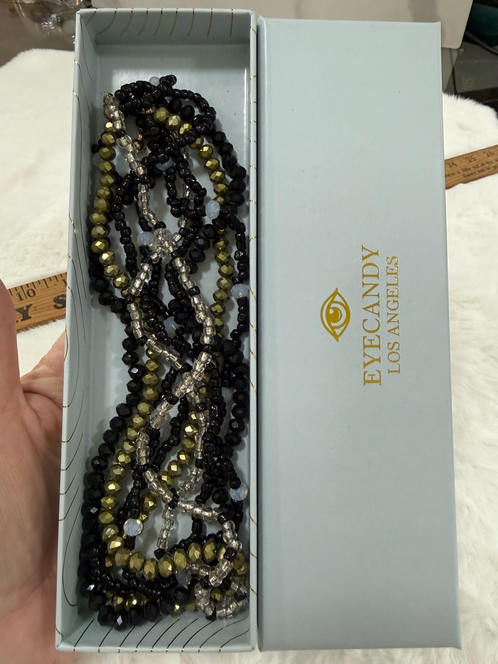 eye candy Black, Gold & Silver Multi-Strand Beaded Necklace